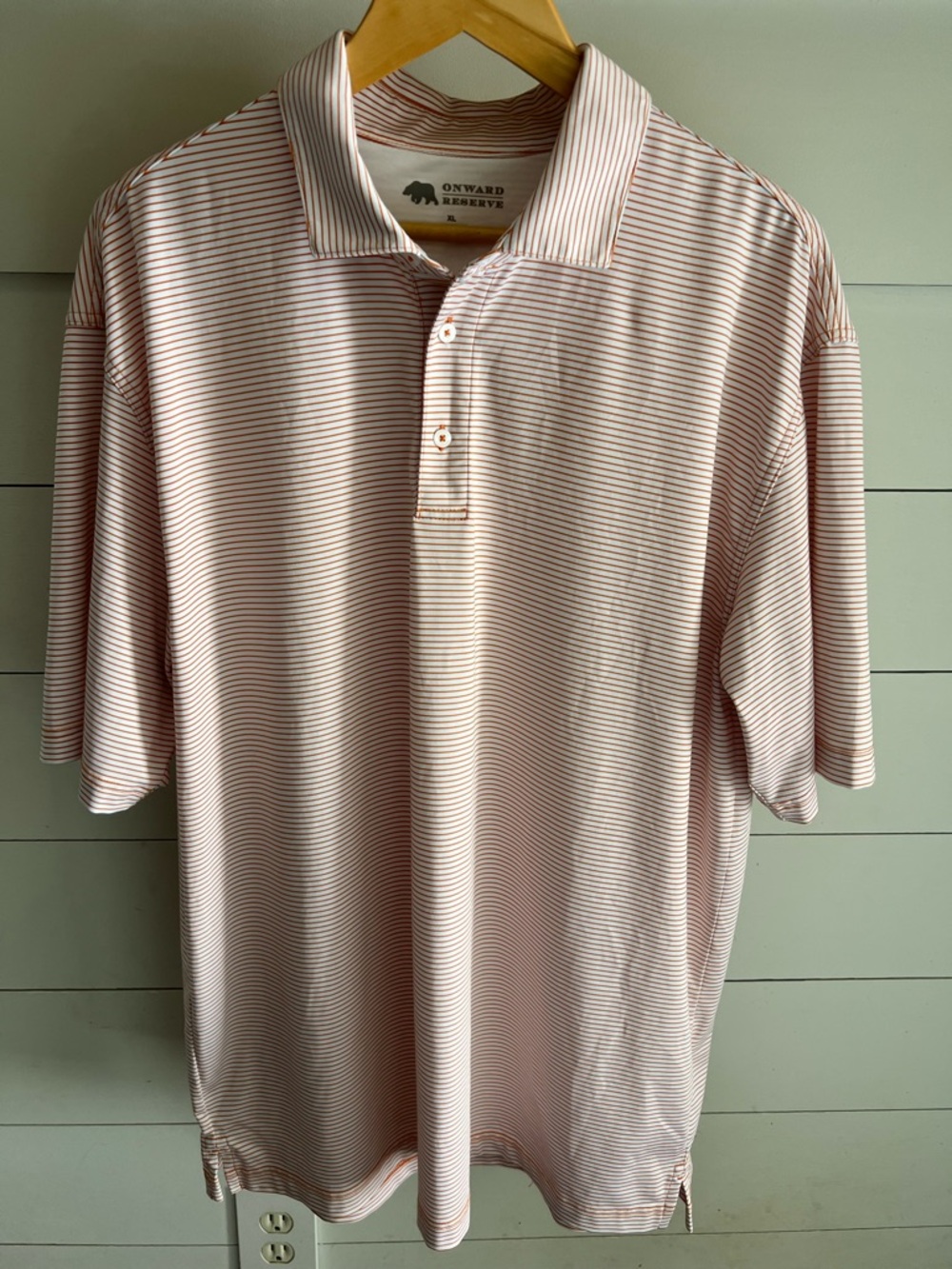 Onward Reserve Men's Burnt Orange Performance Striped Polo Shirt Size XL